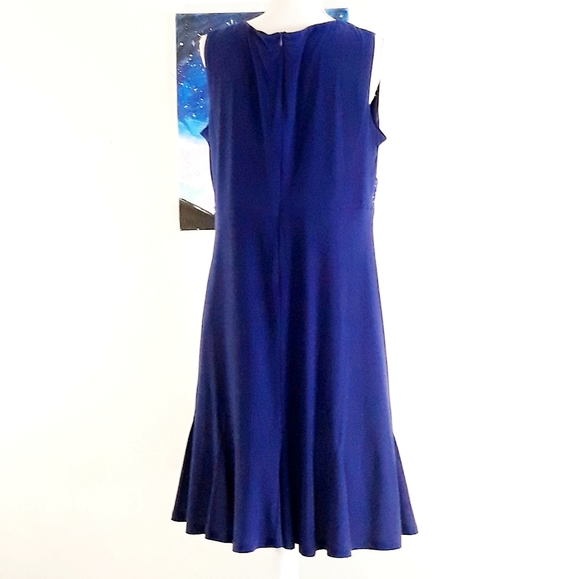 Vintage Kathy Roberts Blue Empire Waist Party Dress with Lace Sequin Accents - Picture 9 of 10